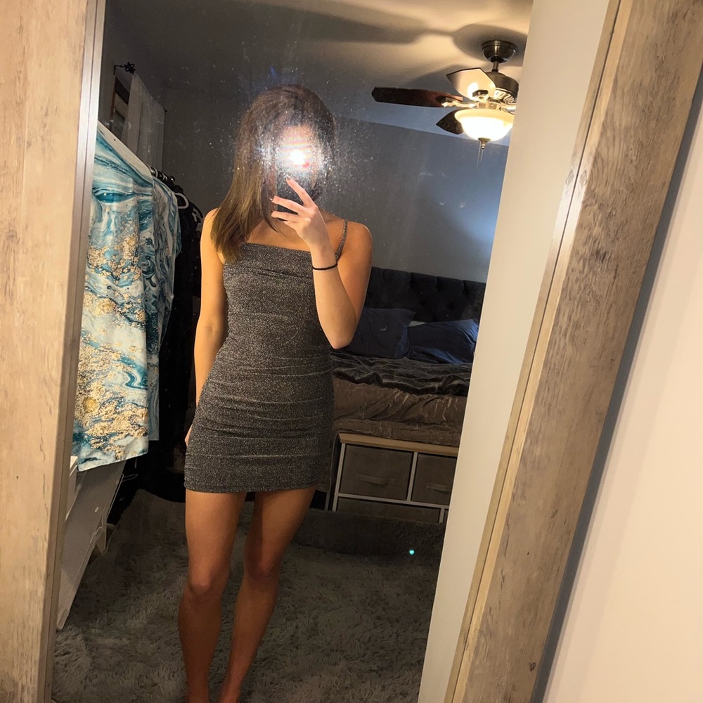 silver cocktail dress